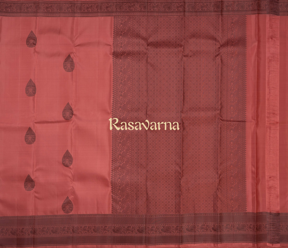 Terracotta Pink Pure Silk Kanchipuram Pattu Saree with Terracotta Pink Border