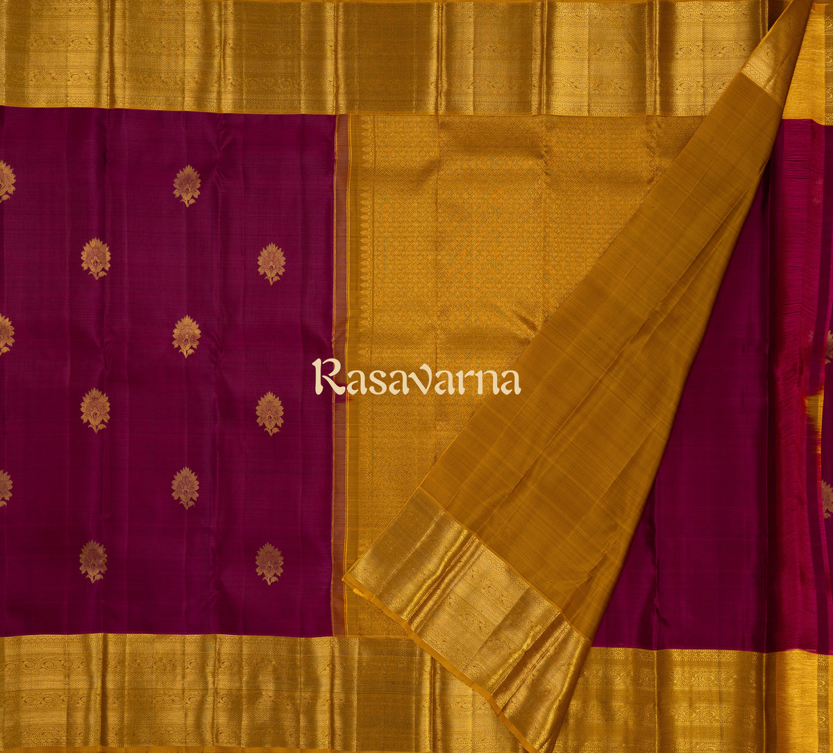 Magenta Pure Silk Kanchipuram Pattu Saree with Gold Border