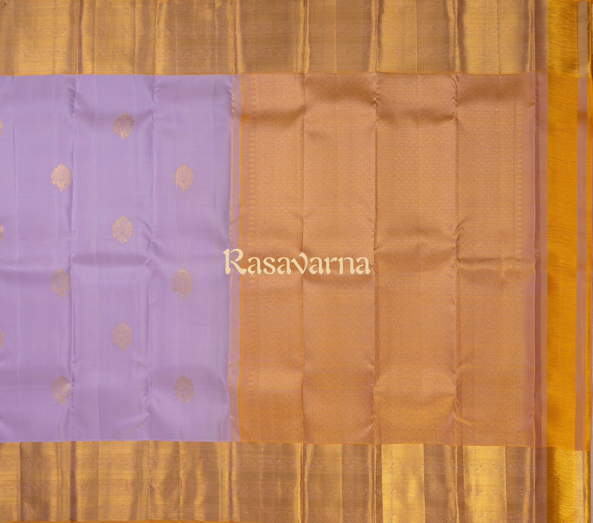 Lavender Pure Silk Kanchipuram Pattu Saree with Gold Border