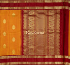 Gold Pure Silk Kanchipuram Pattu Saree with Maroon Border