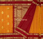 Gold Pure Silk Kanchipuram Pattu Saree with Maroon Border