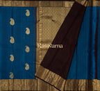 Deep Blue Pure Silk Kanchipuram Pattu Saree with Chocolate Border