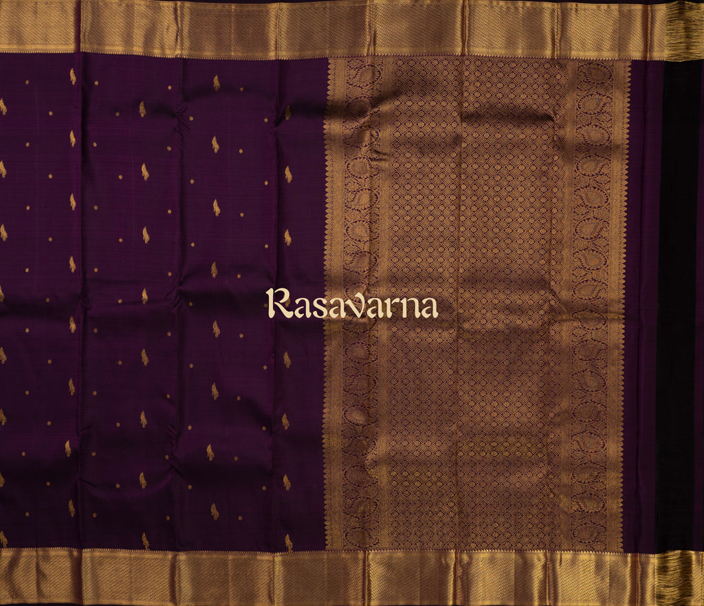 Dark Wine Pure Silk Kanchipuram Pattu Saree with Dark Wine Border