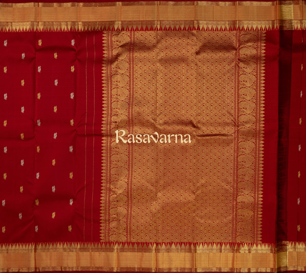Red Pure Silk Kanchipuram Pattu Saree with Red Border