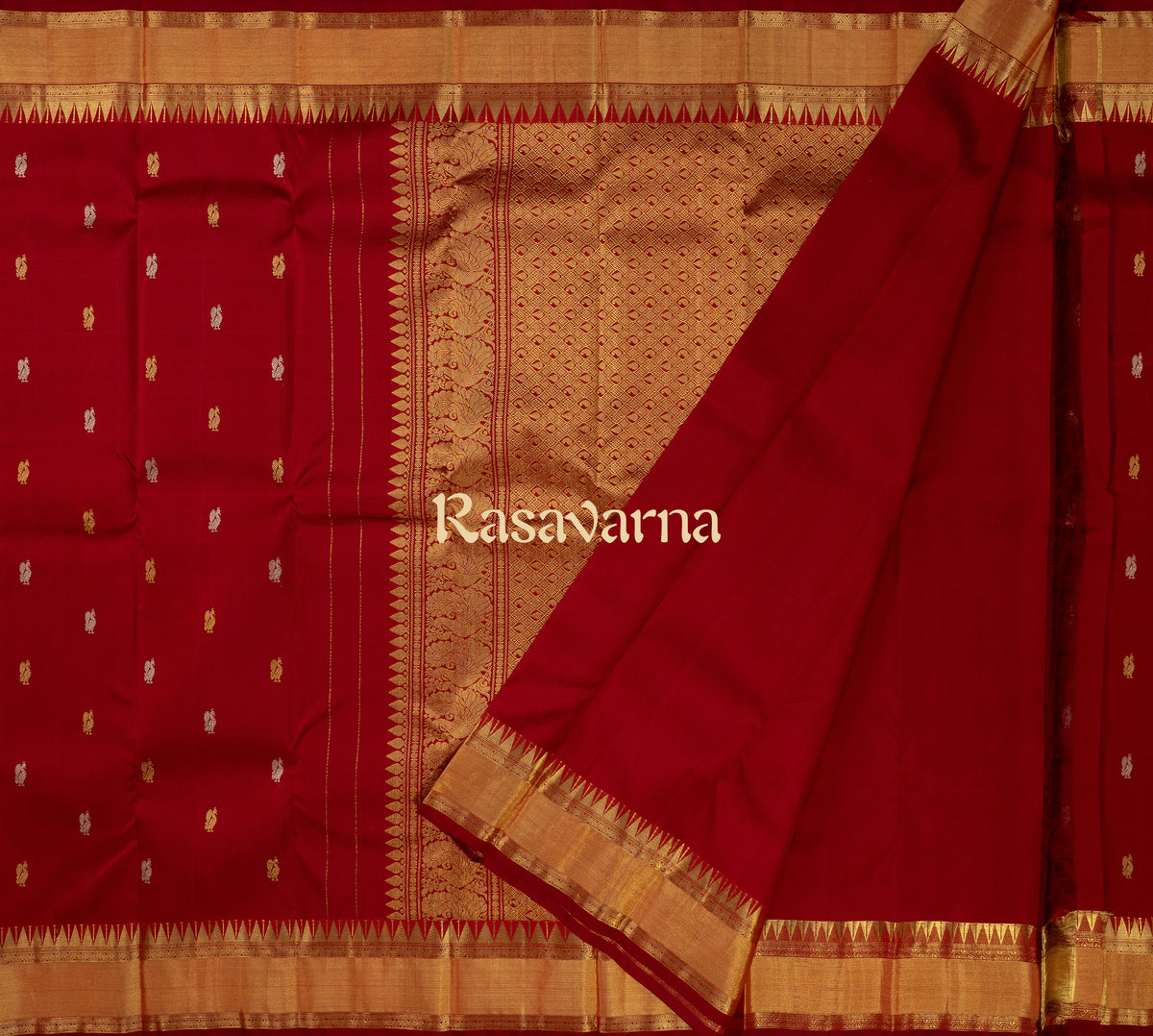 Red Pure Silk Kanchipuram Pattu Saree with Red Border