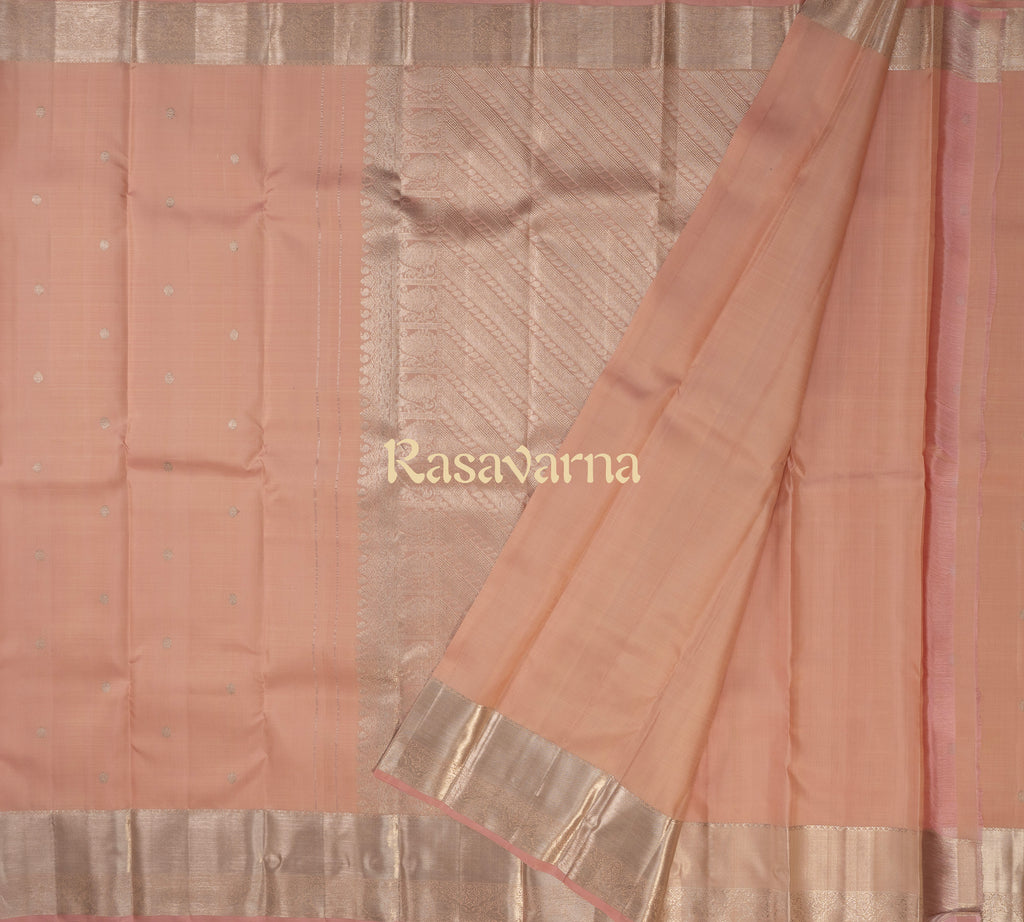 Baby Pink Pure Silk Kanchipuram Pattu Saree with Baby Pink Border