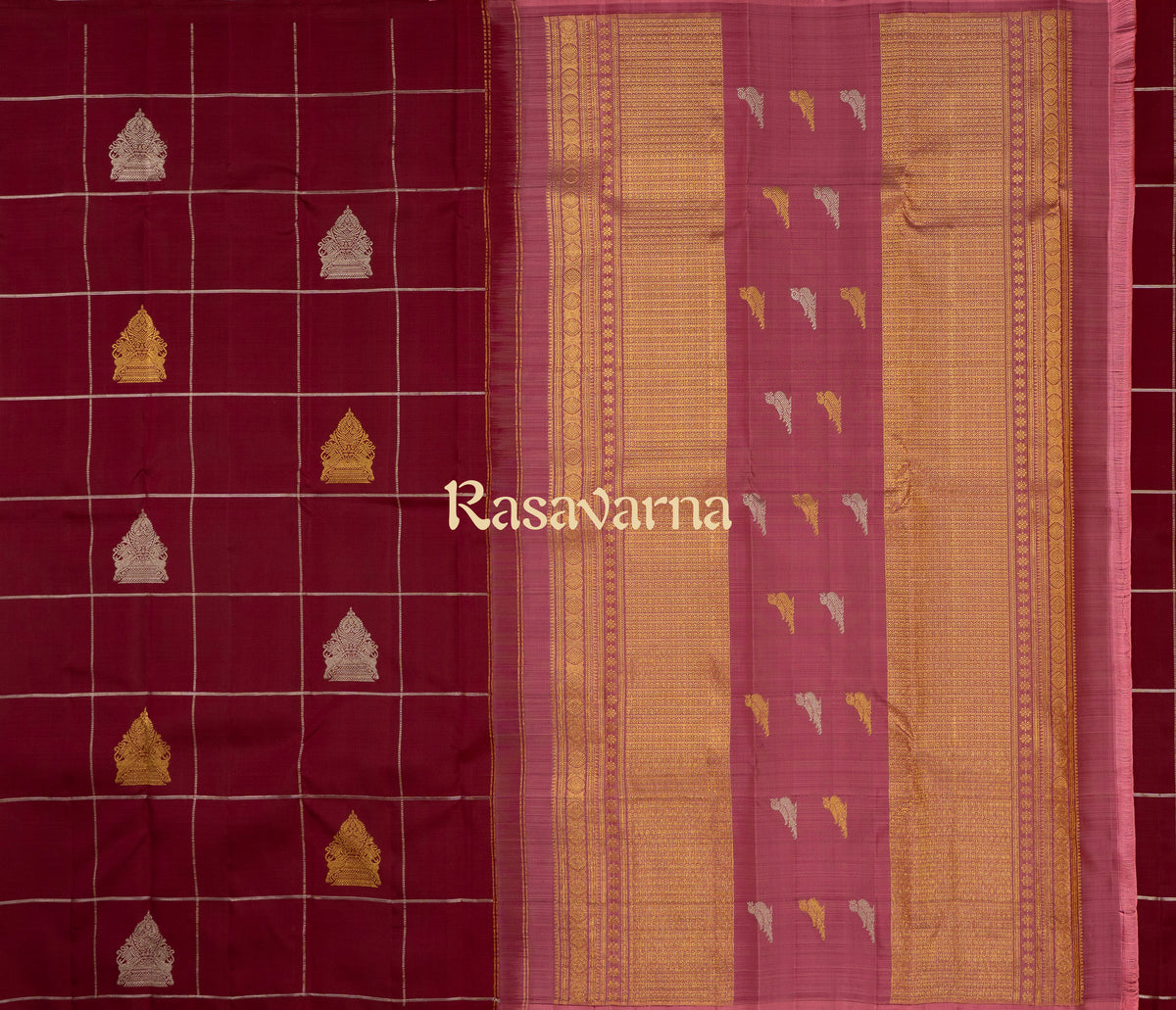Red Pure Silk Kanchipuram Pattu Saree with Red Border