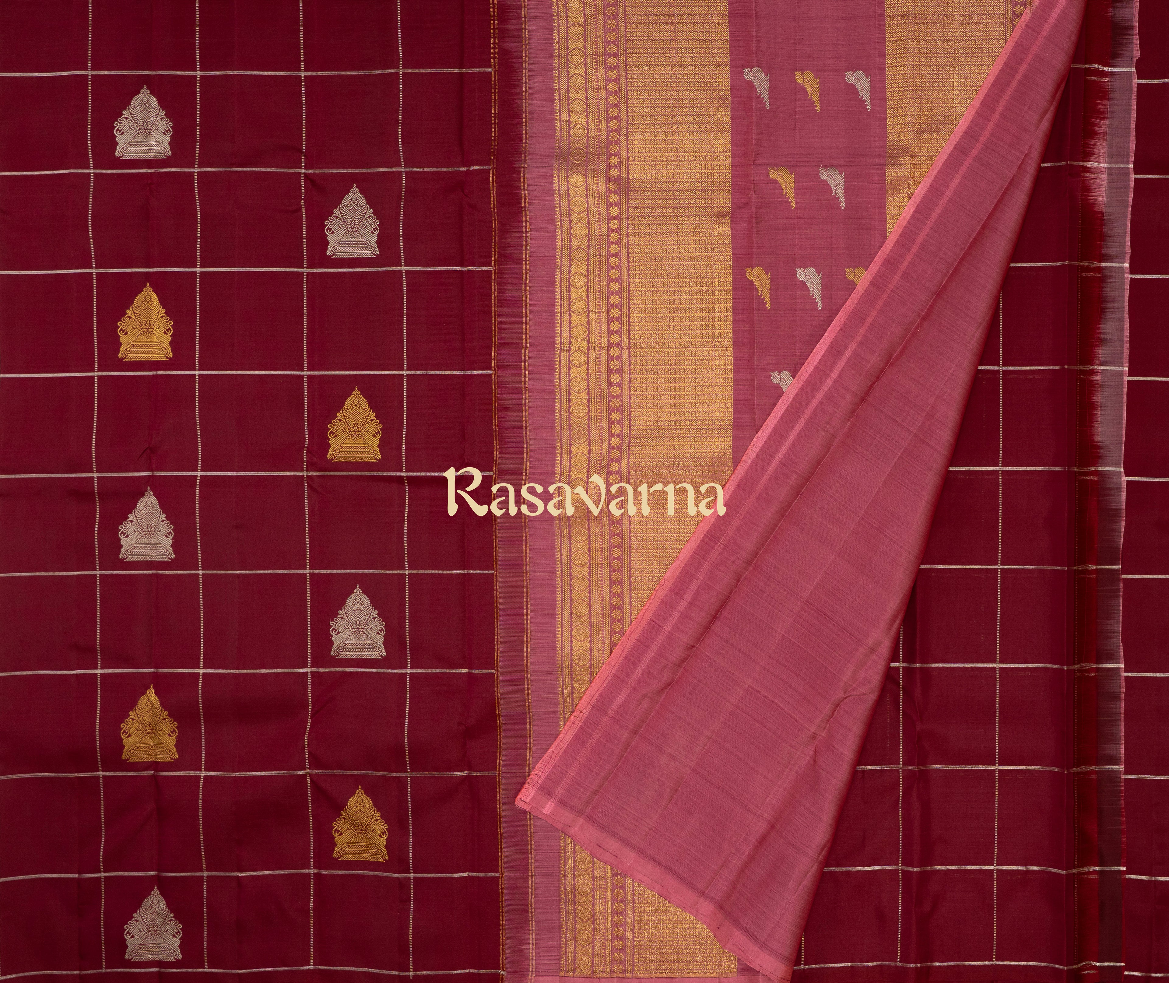 Red Pure Silk Kanchipuram Pattu Saree with Red Border