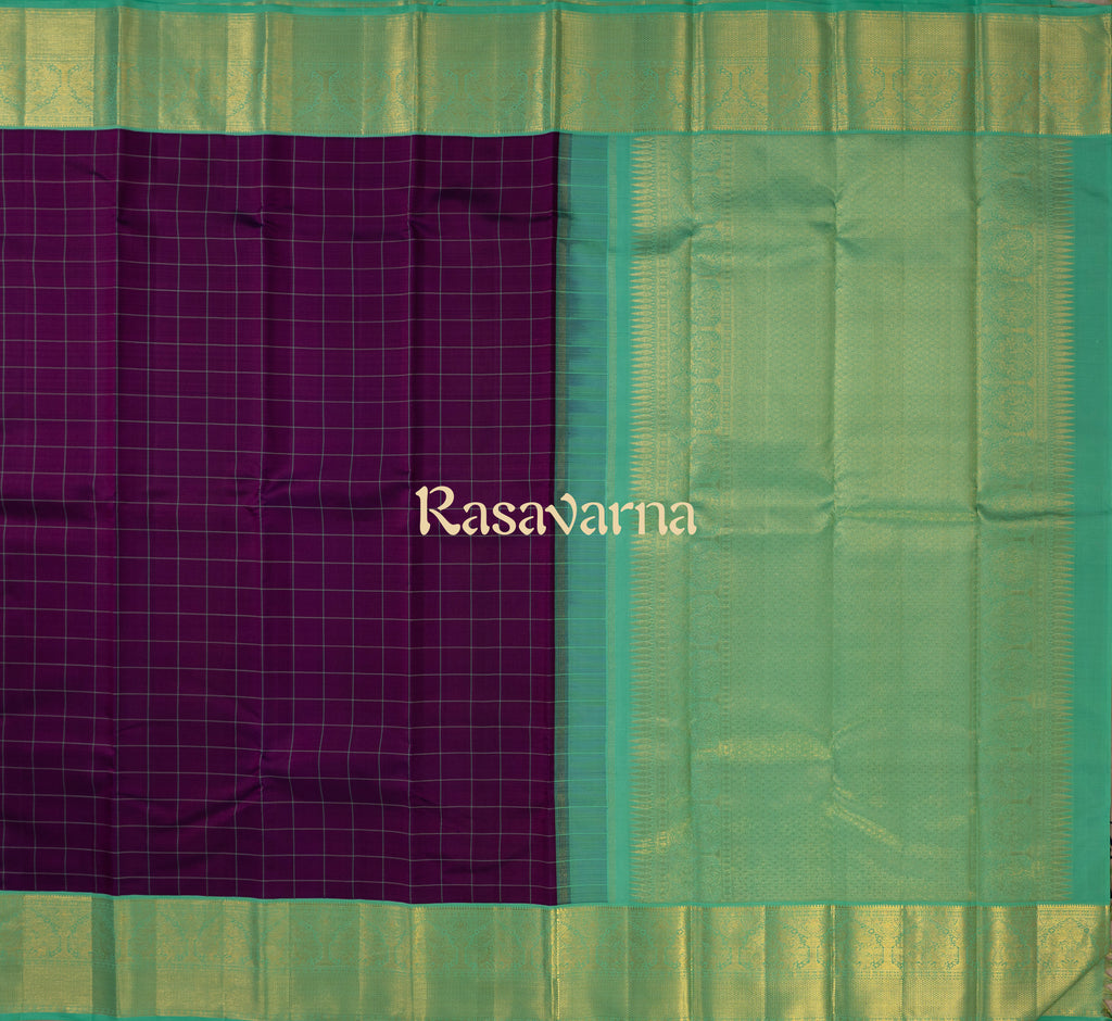 Magenta Pure Silk Kanchipuram Pattu Saree with Teal Border