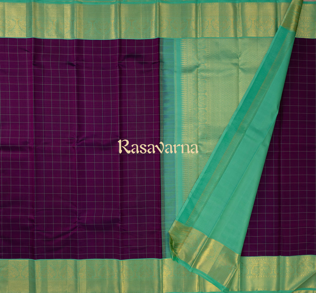 Magenta Pure Silk Kanchipuram Pattu Saree with Teal Border