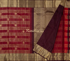 Red Pure Silk Kanchipuram Pattu Saree with Chocolate Border