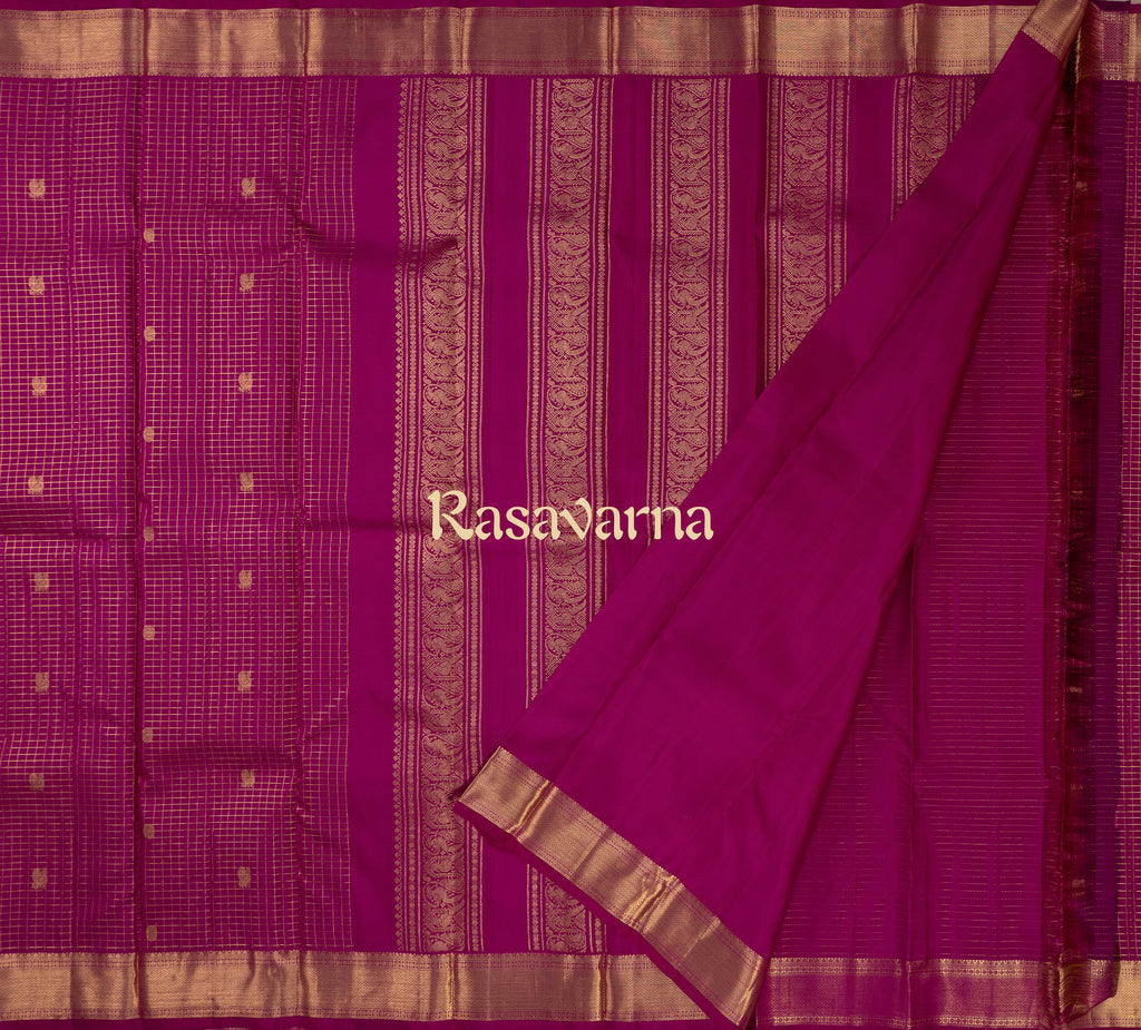 Roja Pink Pure Silk Kanchipuram Pattu Saree with Roja Pink Border