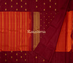 Orange Pure Silk Kanchipuram Pattu Saree with Maroon Border