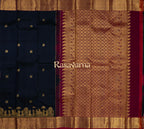Navy Blue Pure Silk Kanchipuram Pattu Saree with Roja Pink Border