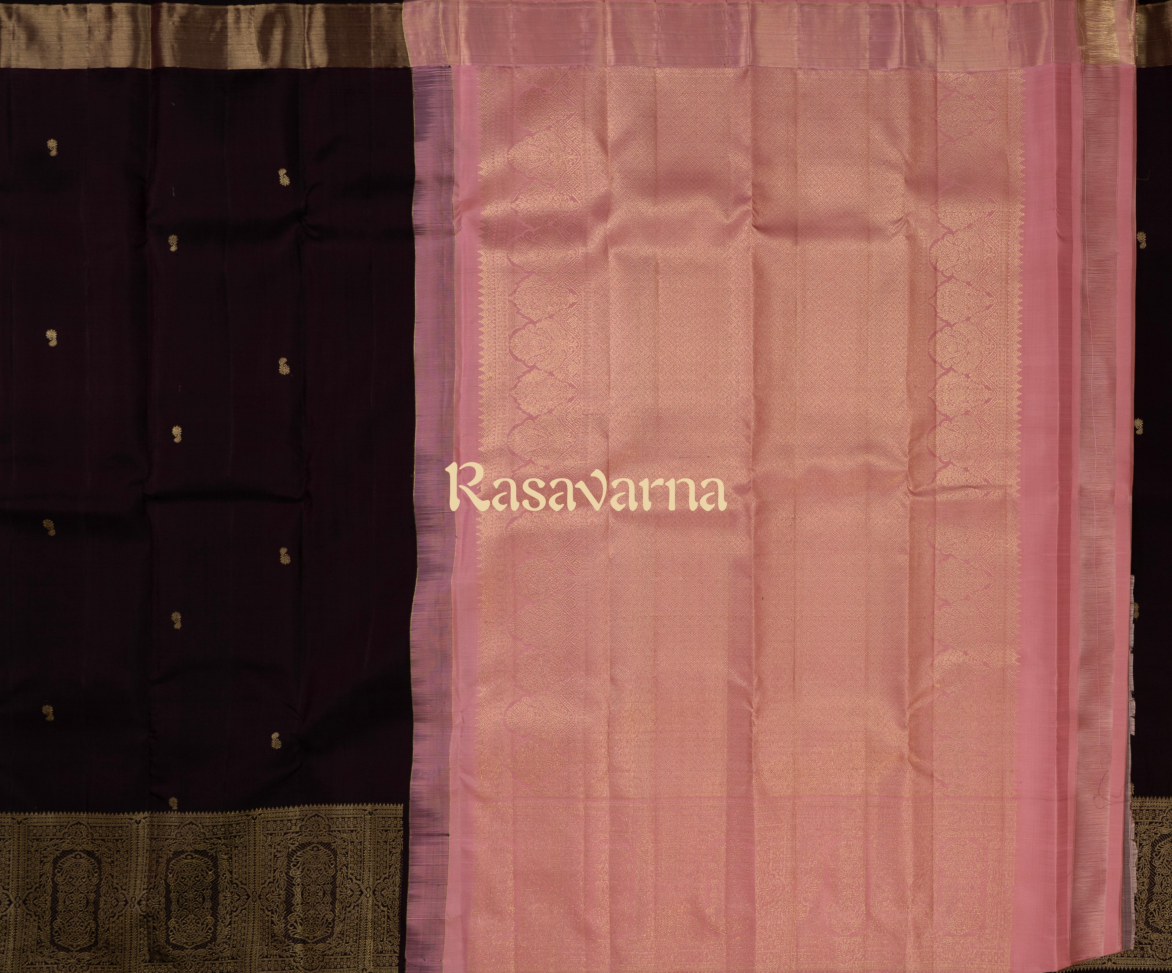Chocolate Pure Silk Kanchipuram Pattu Saree with Chocolate Border
