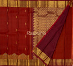 Red Pure Silk Kanchipuram Pattu Saree with Gold Border
