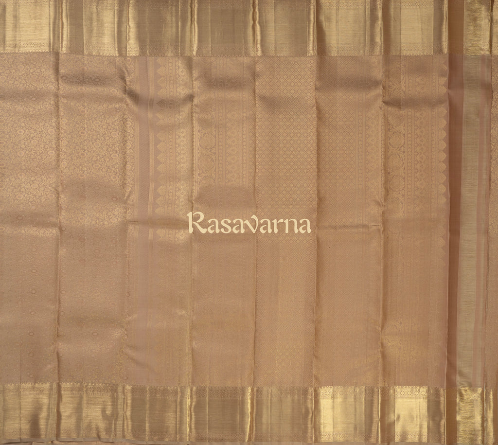 Half White Pure Silk Kanchipuram Pattu Saree with Half White Border