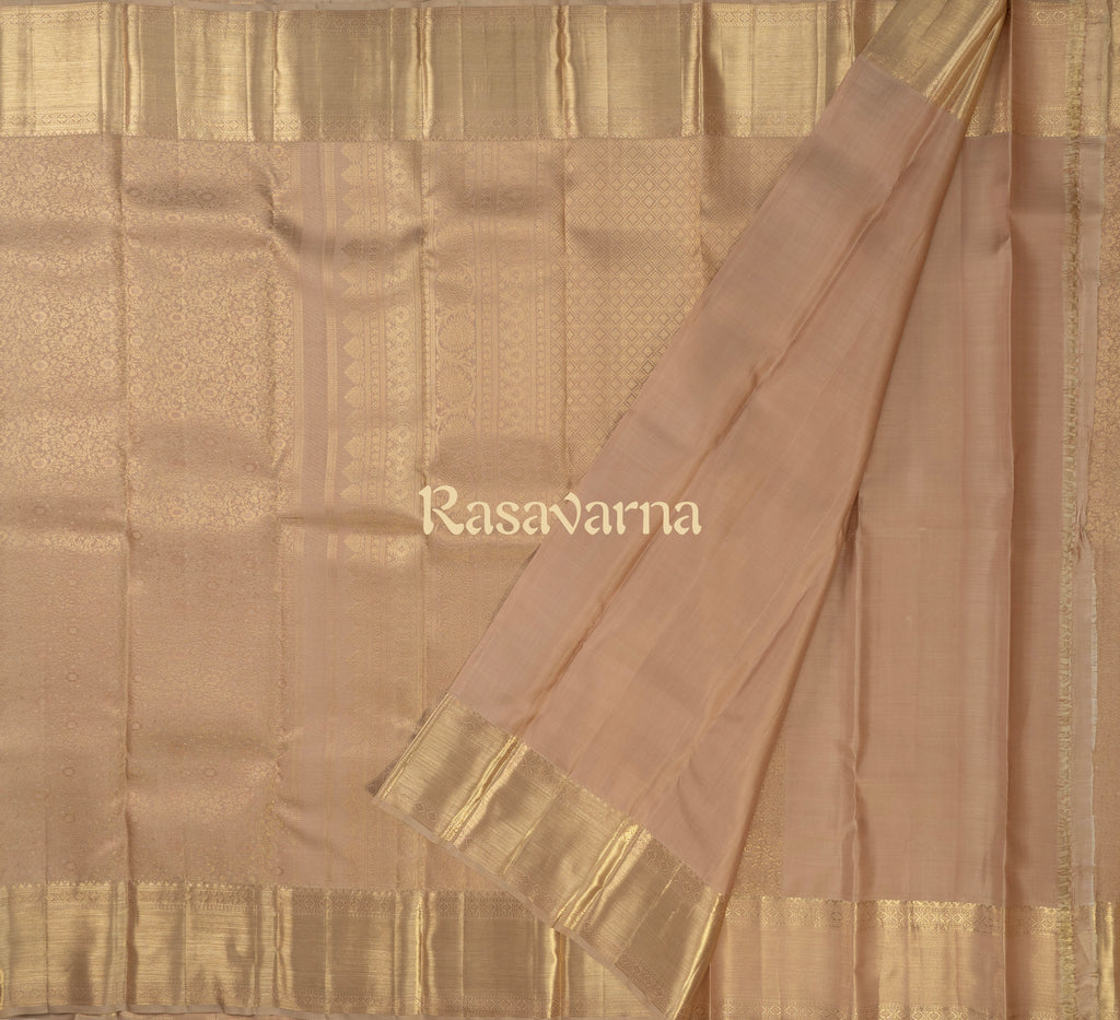 Half White Pure Silk Kanchipuram Pattu Saree with Half White Border