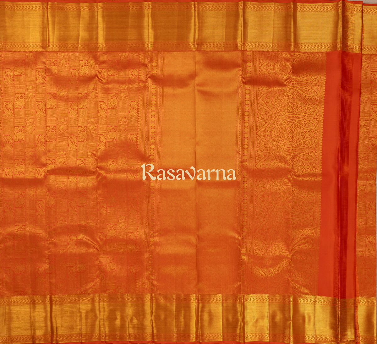 Orange Pure Silk Kanchipuram Pattu Saree with Orange Border