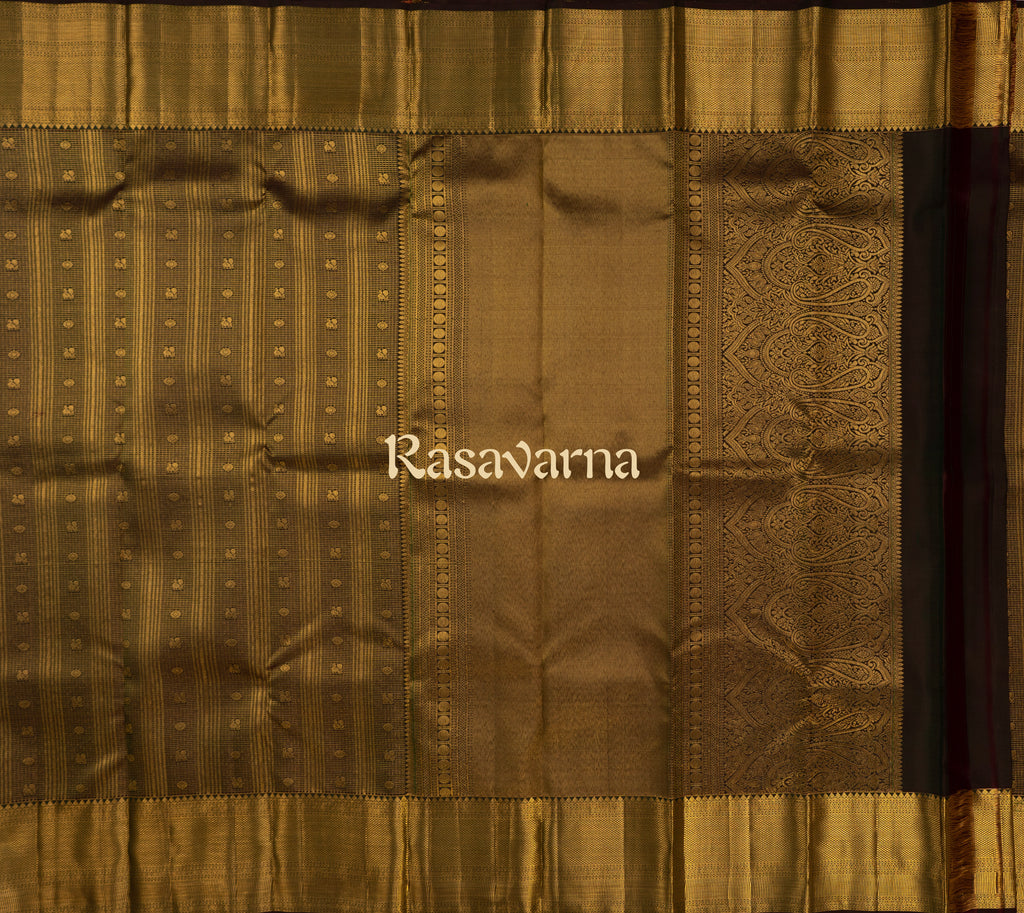 Bottle Green Pure Silk Kanchipuram Pattu Saree with Bottle Green Border