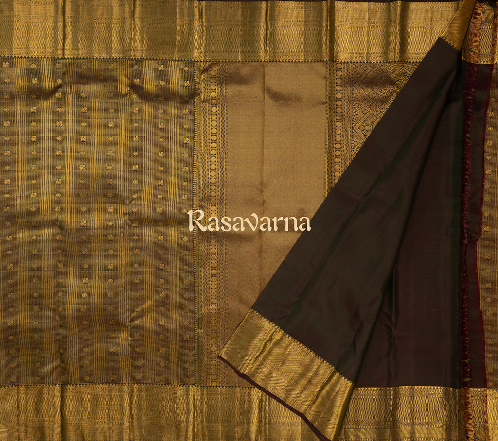 Bottle Green Pure Silk Kanchipuram Pattu Saree with Bottle Green Border