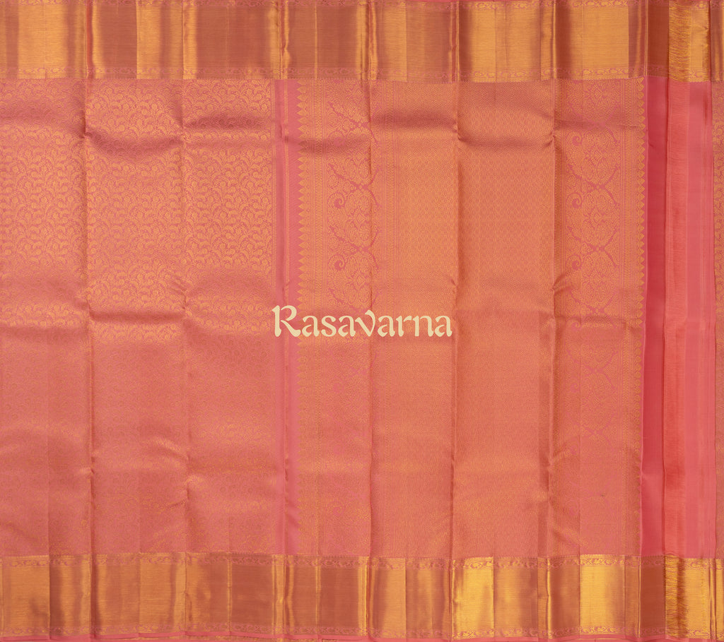Peach Pure Silk Kanchipuram Pattu Saree with Peach Border
