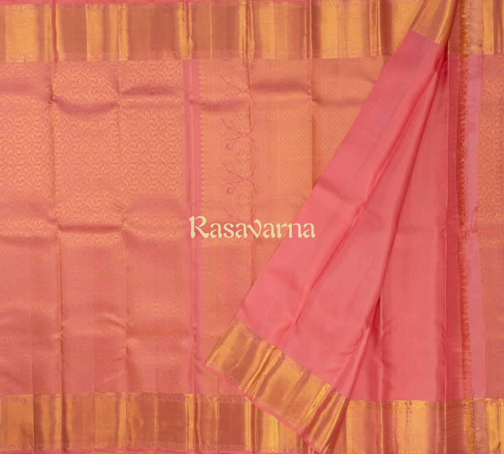 Peach Pure Silk Kanchipuram Pattu Saree with Peach Border