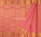 Peach Pure Silk Kanchipuram Pattu Saree with Peach Border