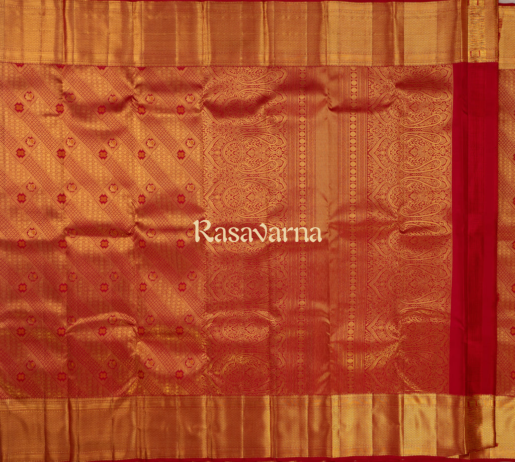 Red Pure Silk Kanchipuram Pattu Saree with Red Border