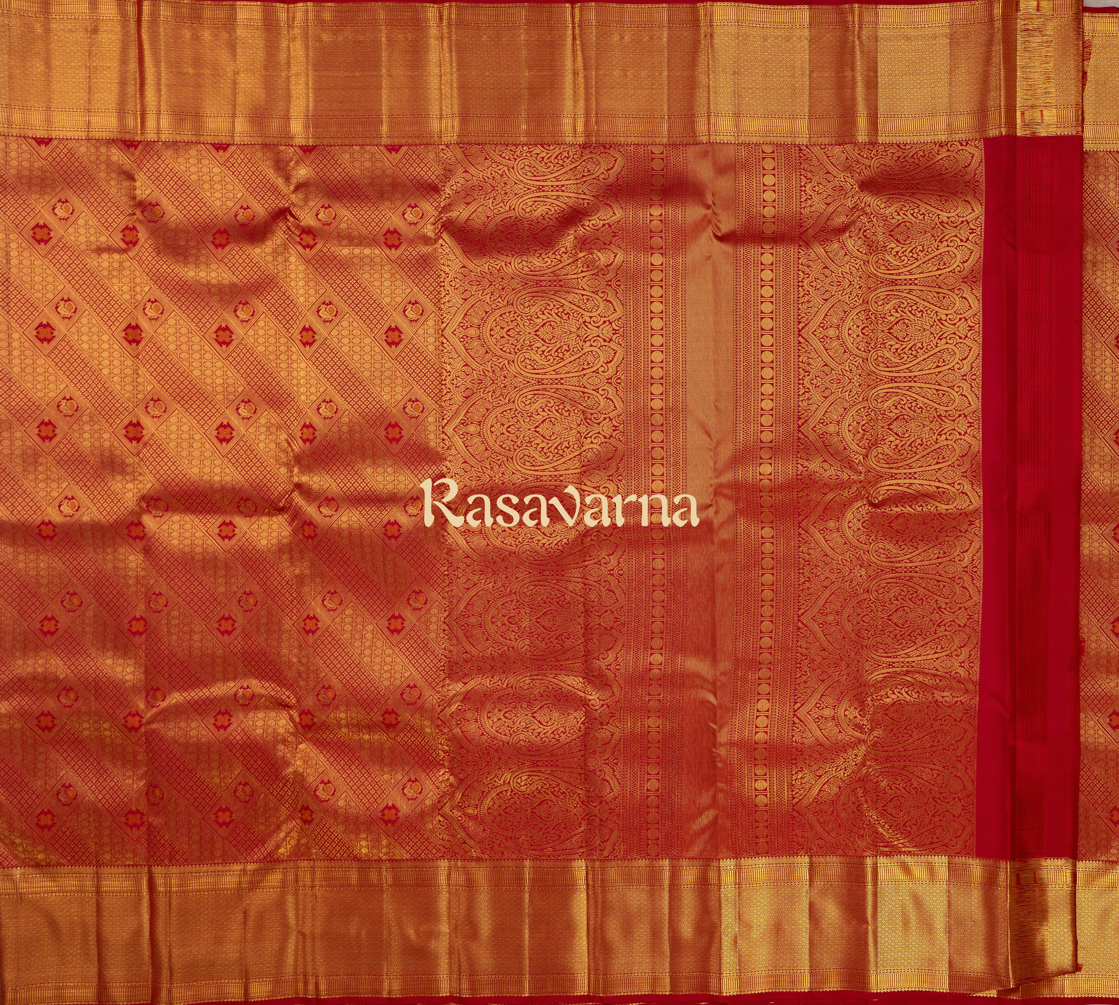 Red Pure Silk Kanchipuram Pattu Saree with Red Border