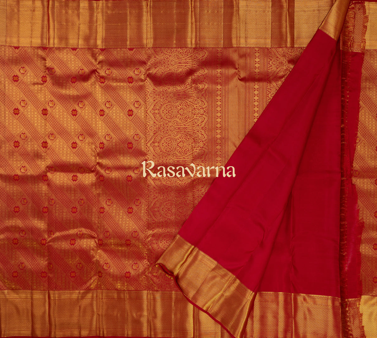 Red Pure Silk Kanchipuram Pattu Saree with Red Border