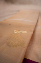 Cream Pure Silk Kanchipuram Pattu Saree with Rani Pink Border