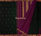 Dark Green Pure Silk Kanchipuram Pattu Saree with Onion Red Border