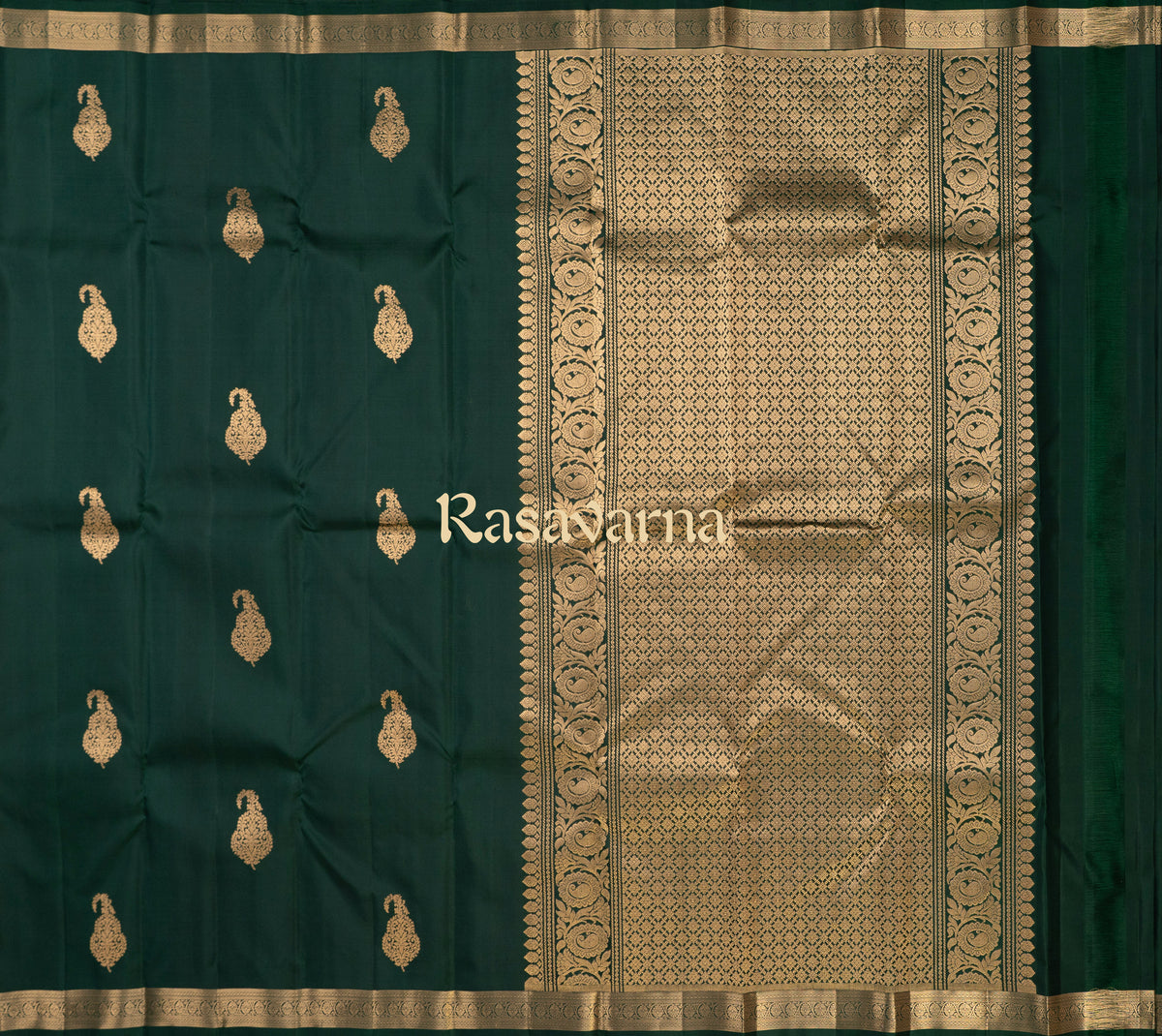 Bottle Green Pure Silk Kanchipuram Pattu Saree
