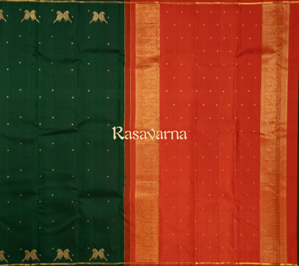 Bottle Green Pure Silk Kanchipuram Pattu Saree