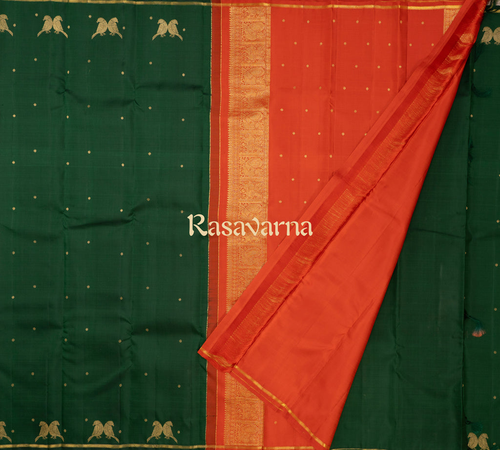 Bottle Green Pure Silk Kanchipuram Pattu Saree