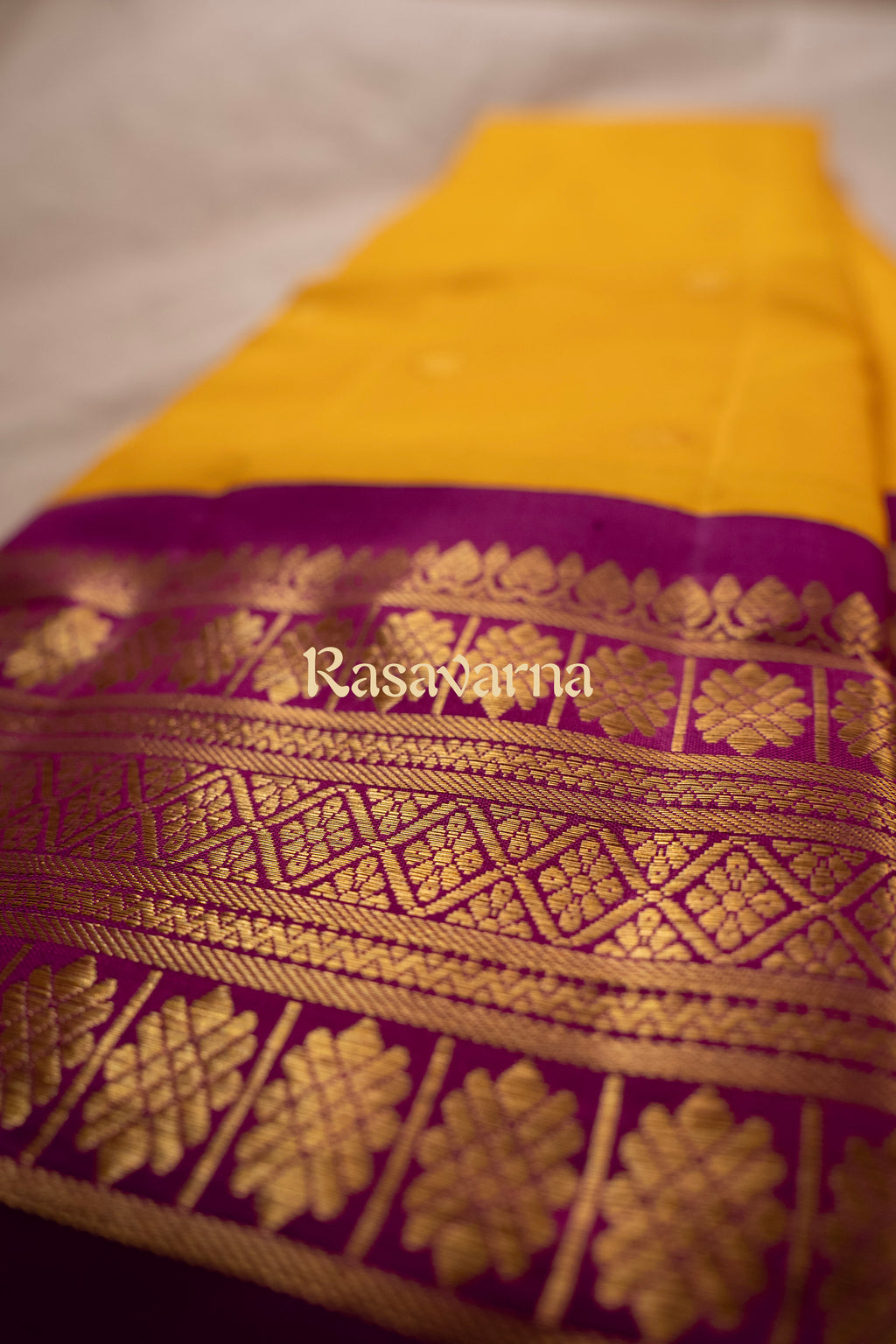 Gold Pure Silk Kanchipuram Pattu Saree with Magenta Border