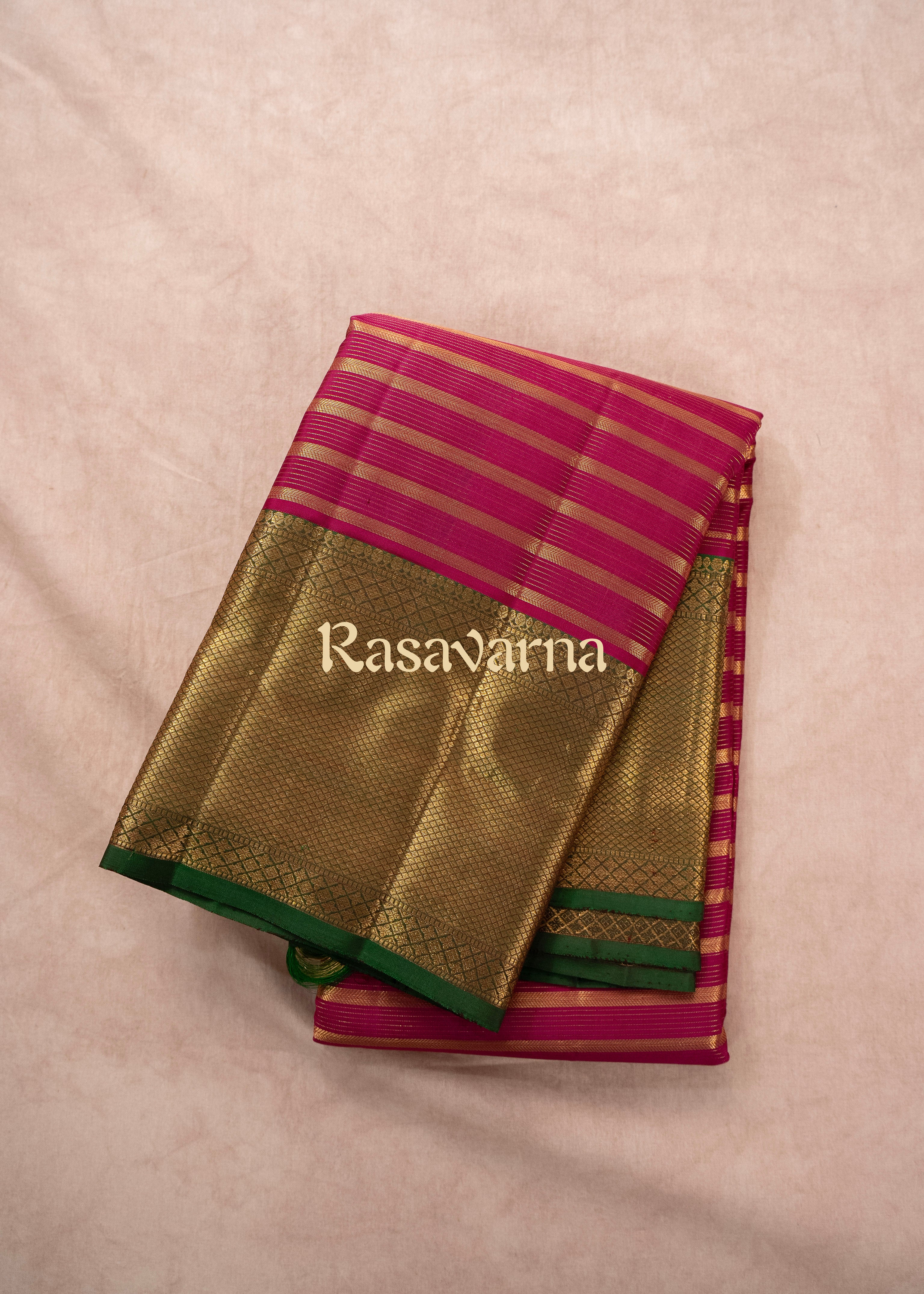 Rani Pure Silk Kanchipuram Pattu Saree with Green Border