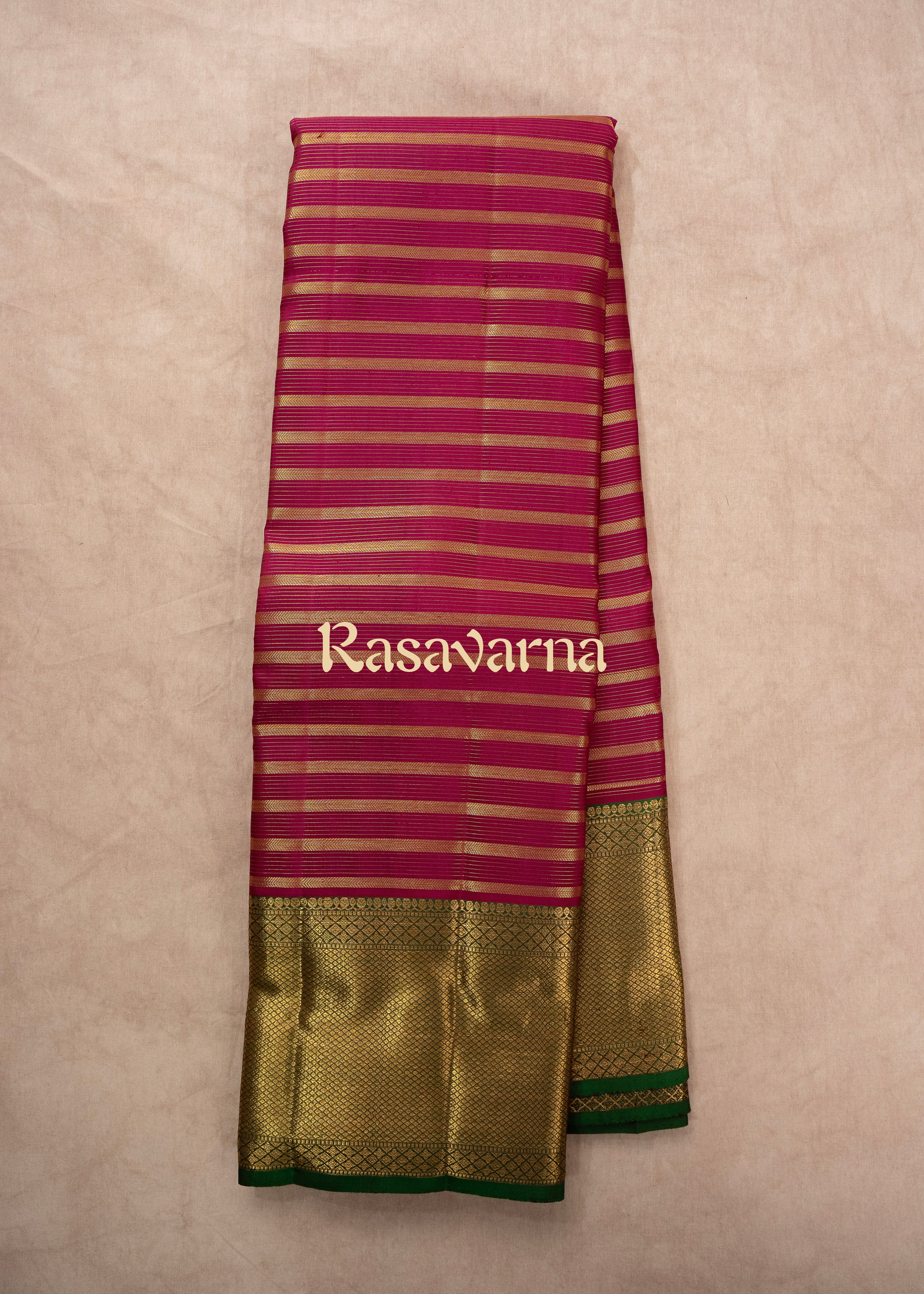 Rani Pure Silk Kanchipuram Pattu Saree with Green Border