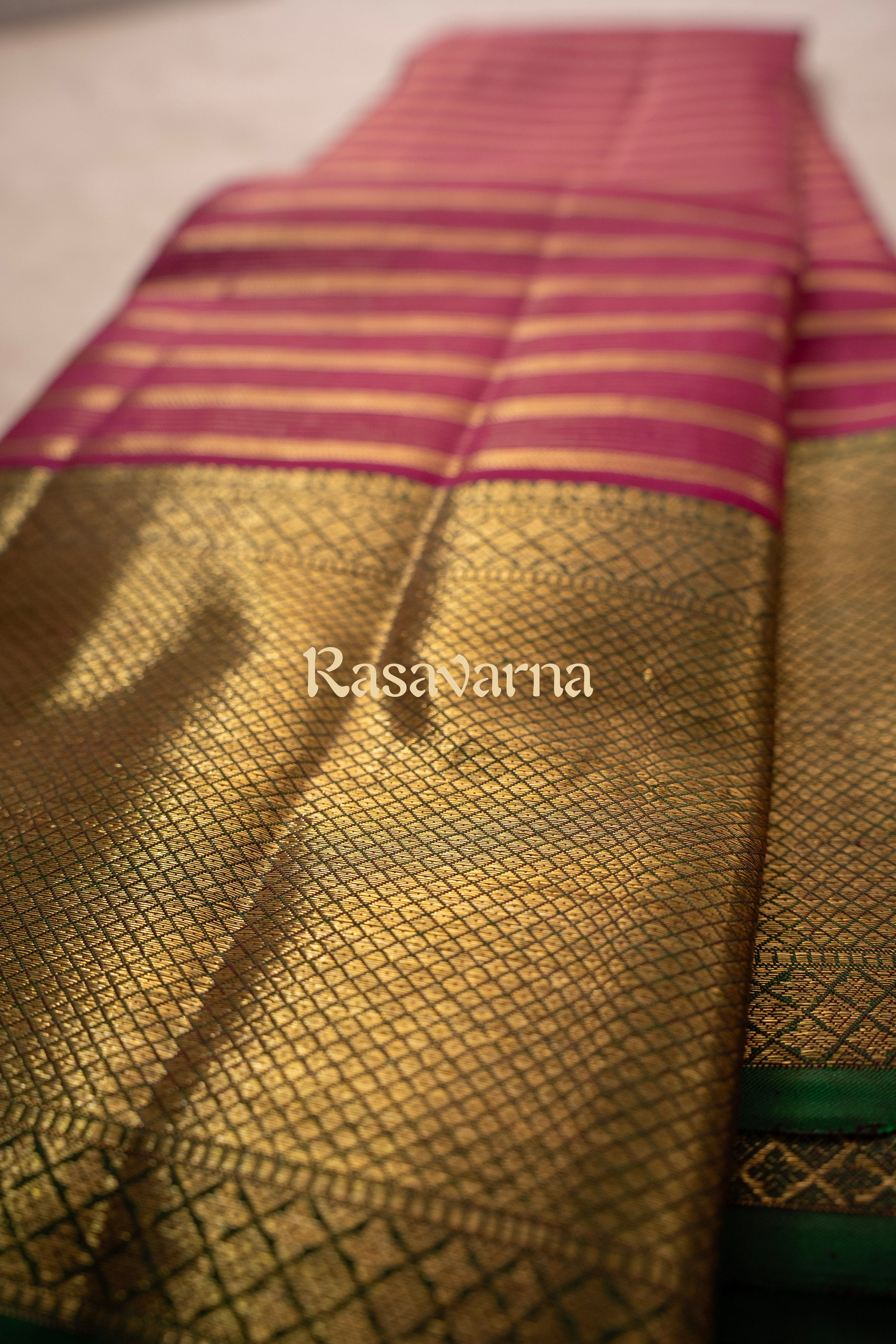 Rani Pure Silk Kanchipuram Pattu Saree with Green Border