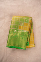 Yellow Pure Silk Kanchipuram Pattu Saree with Green Border