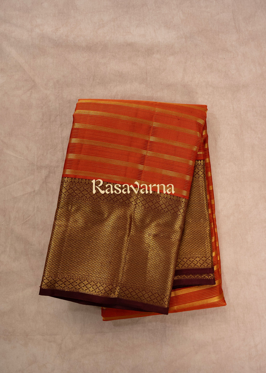 Rust Pure Silk Kanchipuram Pattu Saree with Chocolate Border
