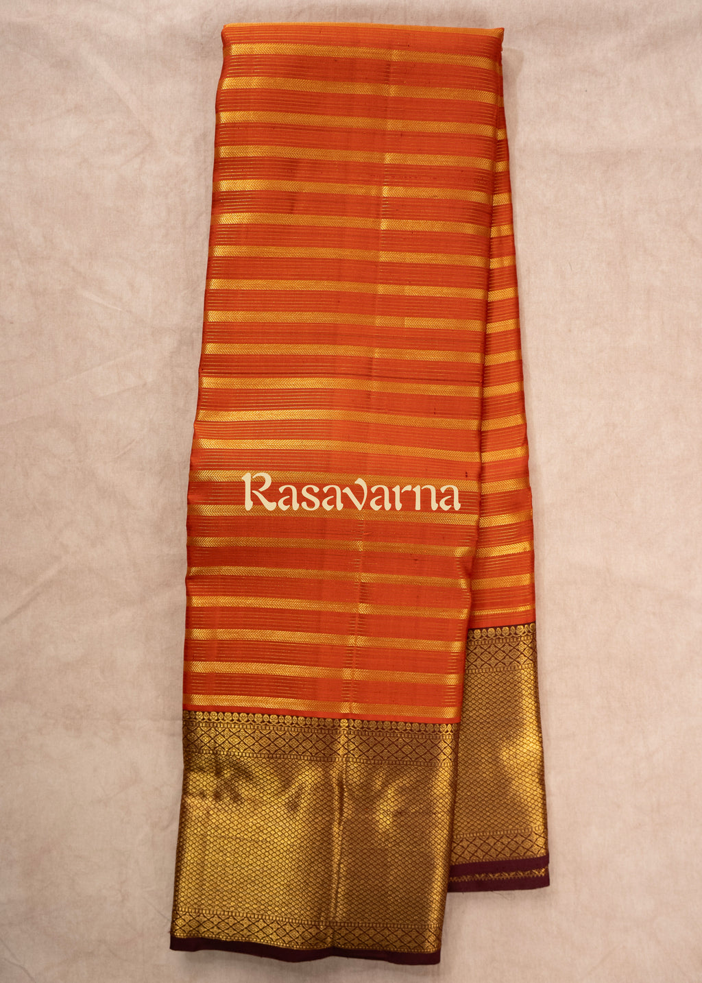 Rust Pure Silk Kanchipuram Pattu Saree with Chocolate Border
