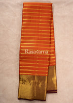 Rust Pure Silk Kanchipuram Pattu Saree with Chocolate Border