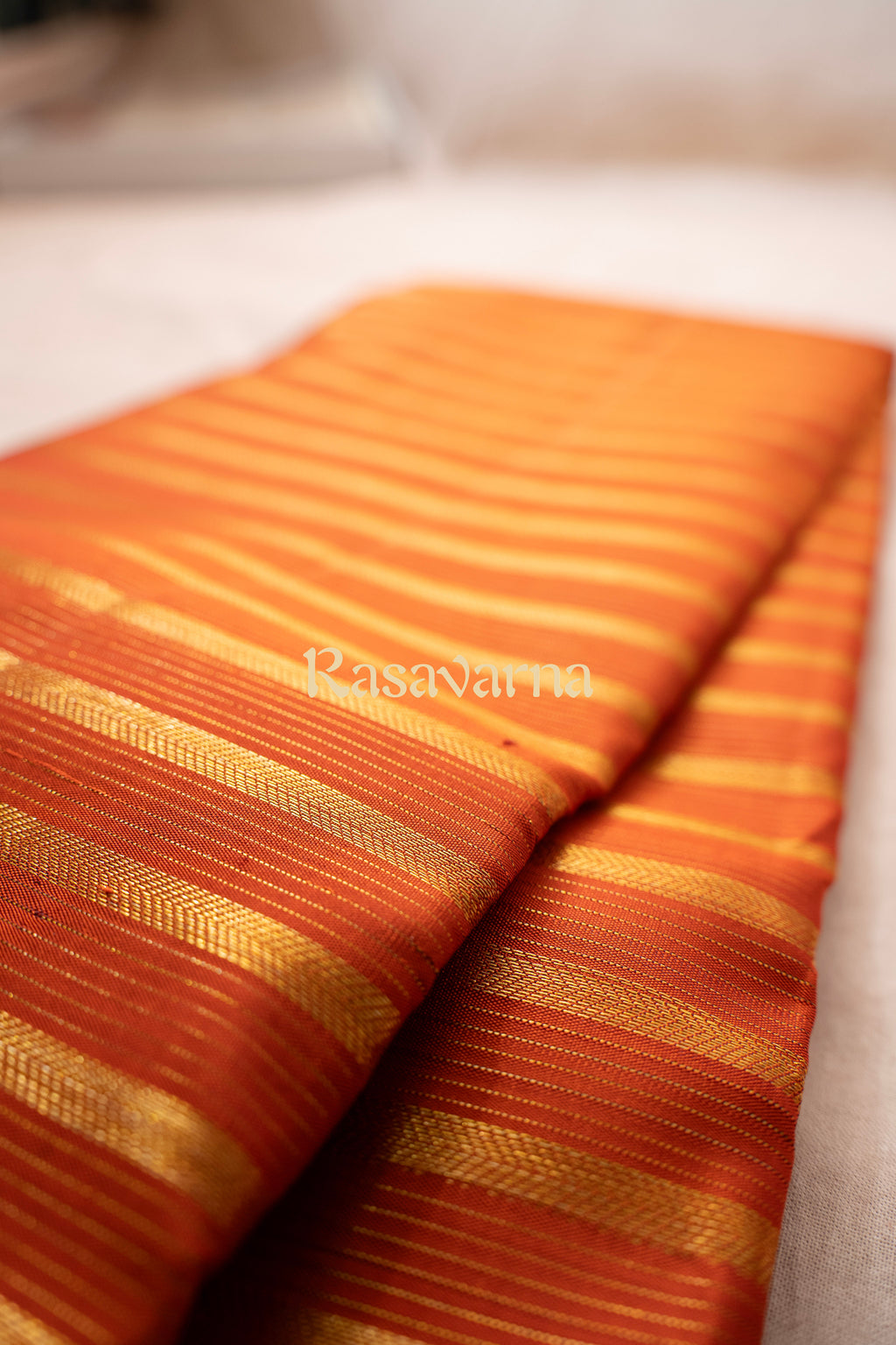 Rust Pure Silk Kanchipuram Pattu Saree with Chocolate Border