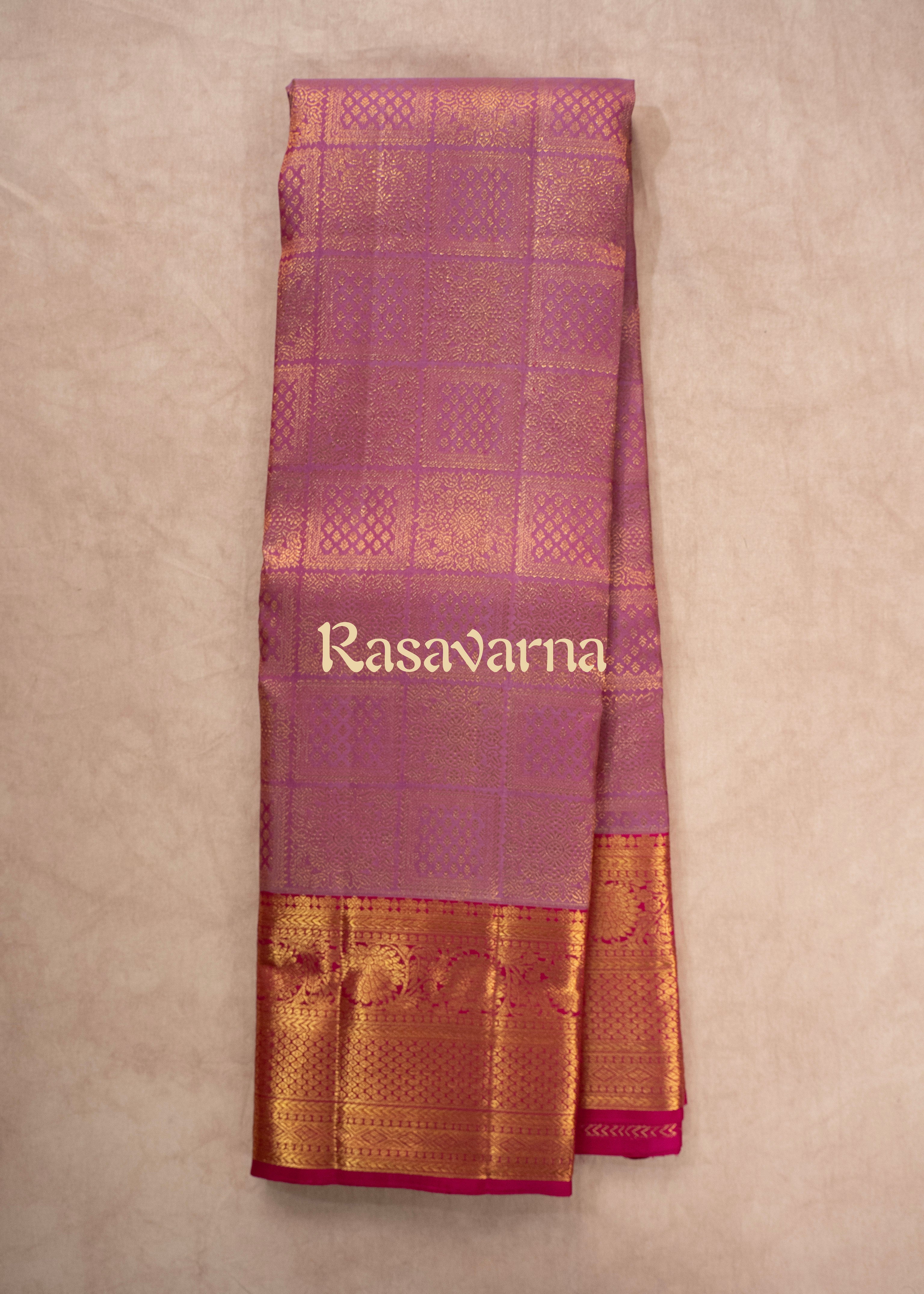 Onion Red Pure Silk Kanchipuram Pattu Saree with Rani Pink Border