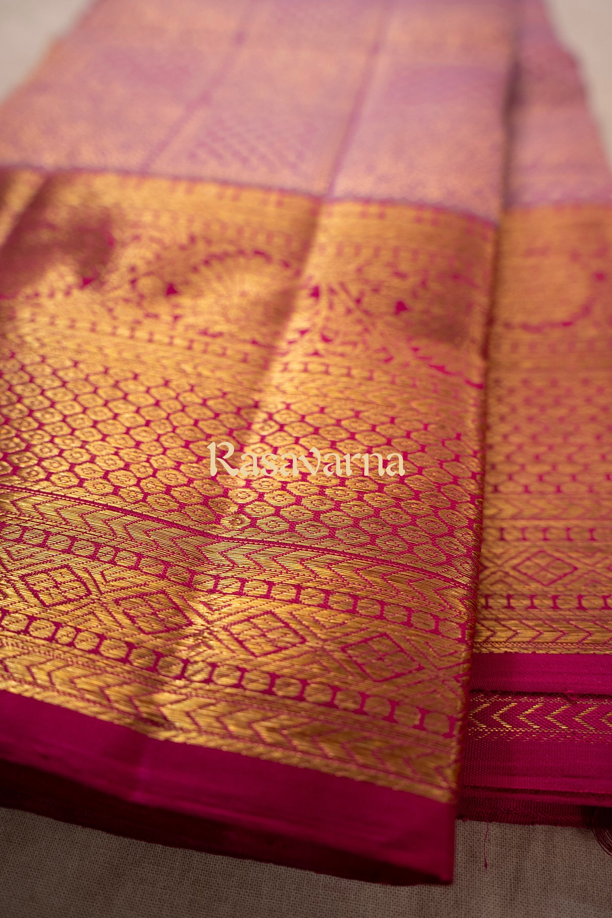 Onion Red Pure Silk Kanchipuram Pattu Saree with Rani Pink Border