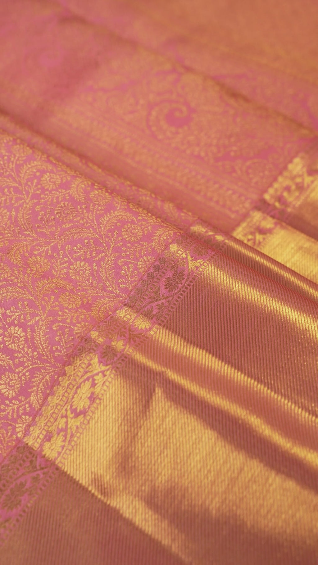 Peach Pure Silk Kanchipuram Pattu Saree with Peach Border