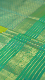 Parrot Green Pure Silk Kanchipuram Pattu Saree with Rama Green Border