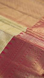 Yellow Pure Silk Kanchipuram Pattu Saree with Red Border